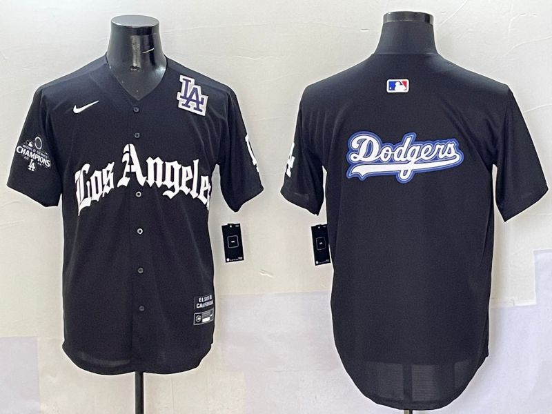 Men Los Angeles Dodgers Blank Black Five generations Joint Name 2025 Nike MLB Jersey style 69